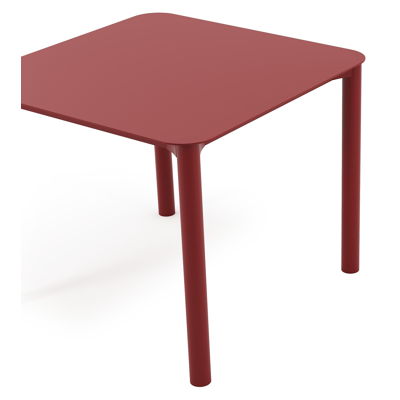 Orso tuintafel afgerond vierkant in rood aluminium - L 90 x B 90 x H 75 cm
