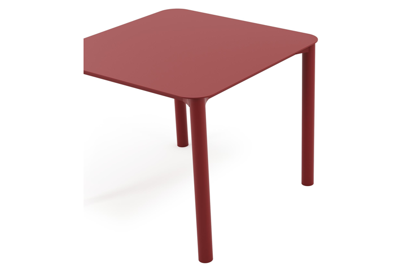 Orso tuintafel afgerond vierkant in rood aluminium - L 90 x B 90 x H 75 cm