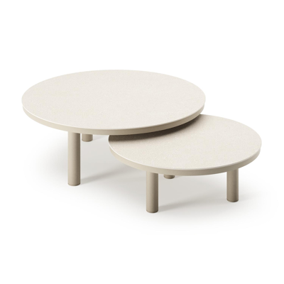 Table de basse Lindo en aluminium beige et sintered stone crema minerale