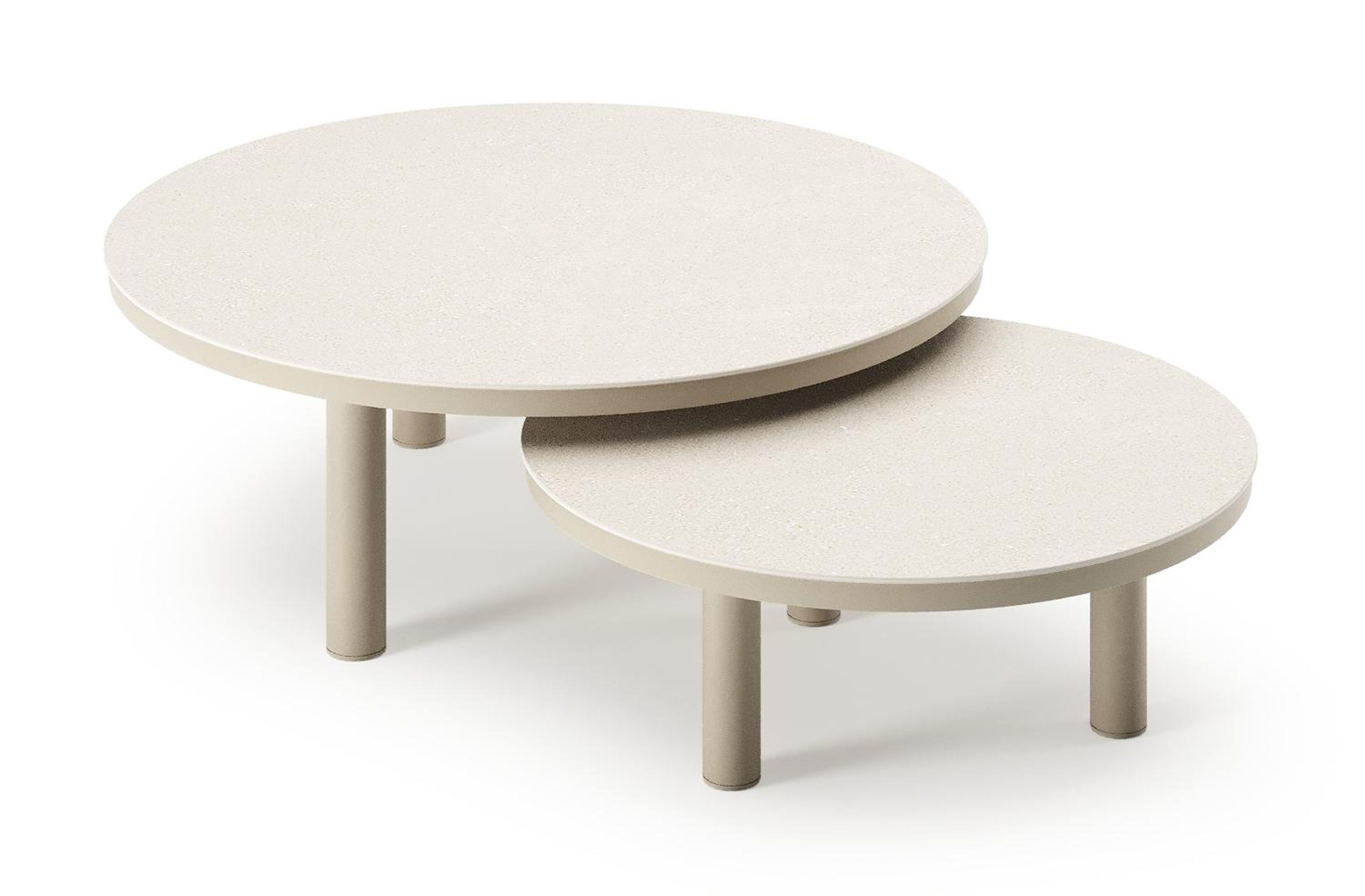 Table de basse Lindo en aluminium beige et sintered stone crema minerale