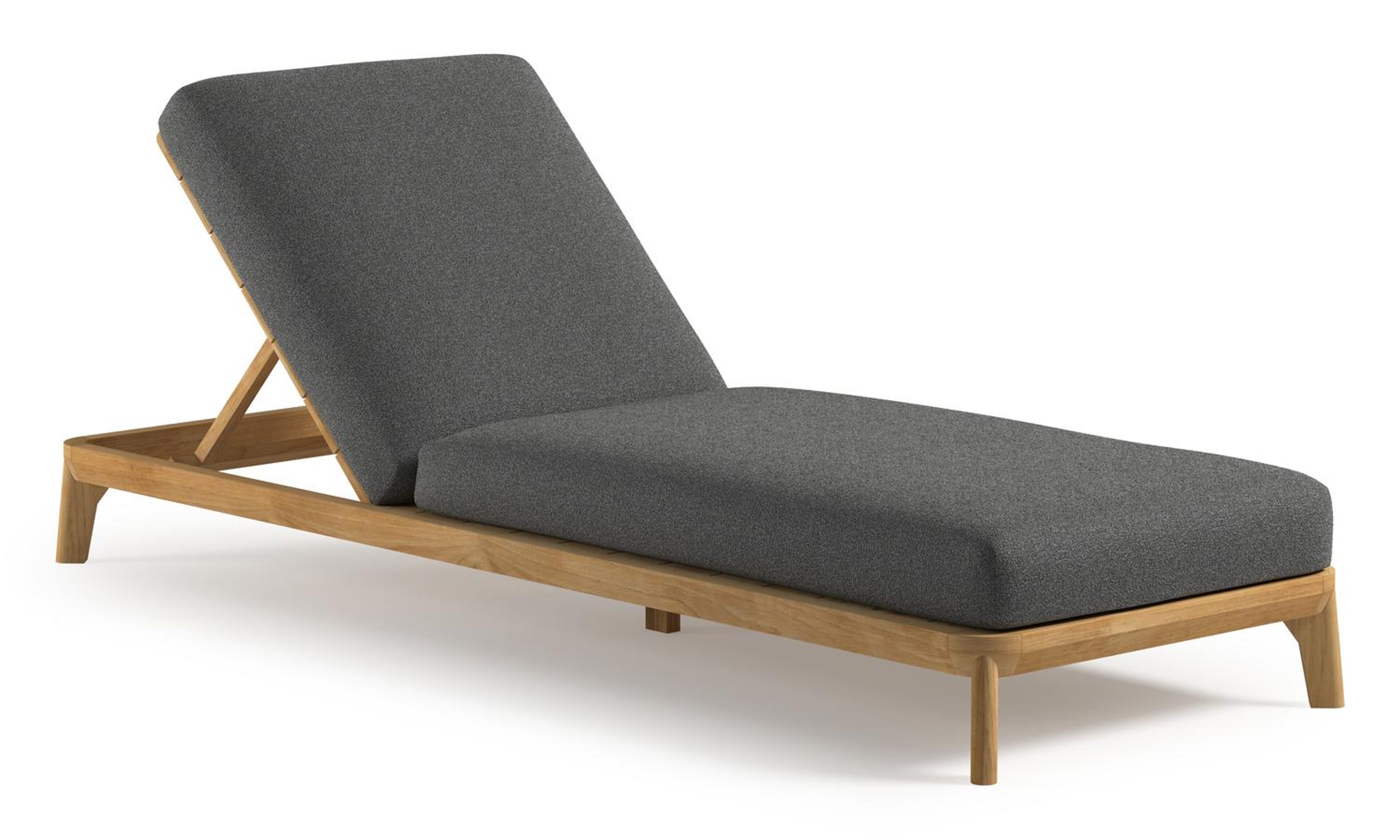 Orso verstelbaar ligbed in teak met catania black all weather Cosytica kussen