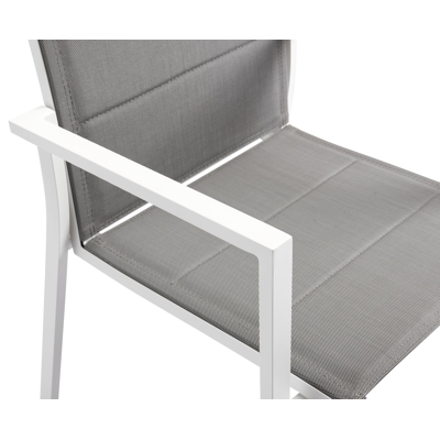Rimini stapelbare tuinstoel in wit aluminium en grijs textilene