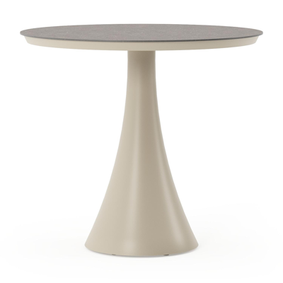 Fano tuintafel rond in beige aluminium en volkeramiek Wulong - Dia. 85 x H 75 cm