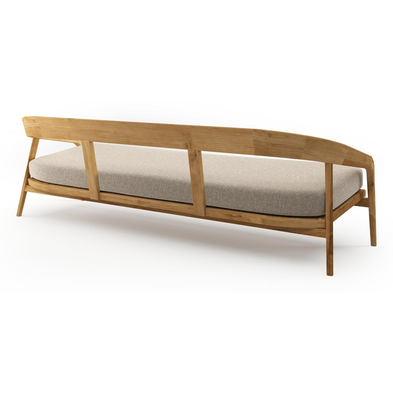 Lacrima loungebank in teak met chartres pewter all weather Sunbrella® luxe kussen