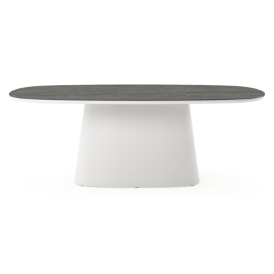 Amico tuintafel bombo xl in wit aluminium en volkeramiek Black Obsession - L 210 x B 148 x H 73.5 cm