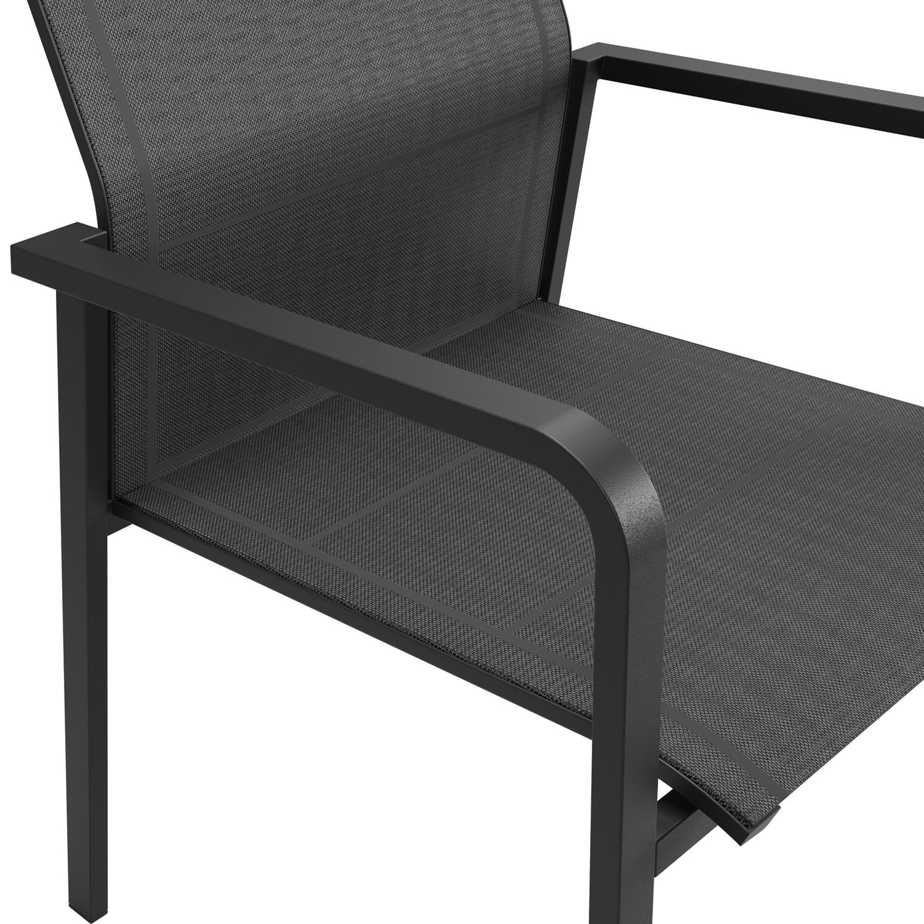 Chaise de jardin empilable Como in aluminium noir et textilène noir
