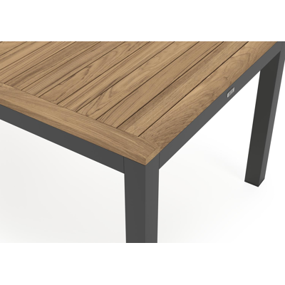 Varese tuintafel rechthoekig in zwart aluminium en teak colour finish - L 270 x B 100 x H 73 cm
