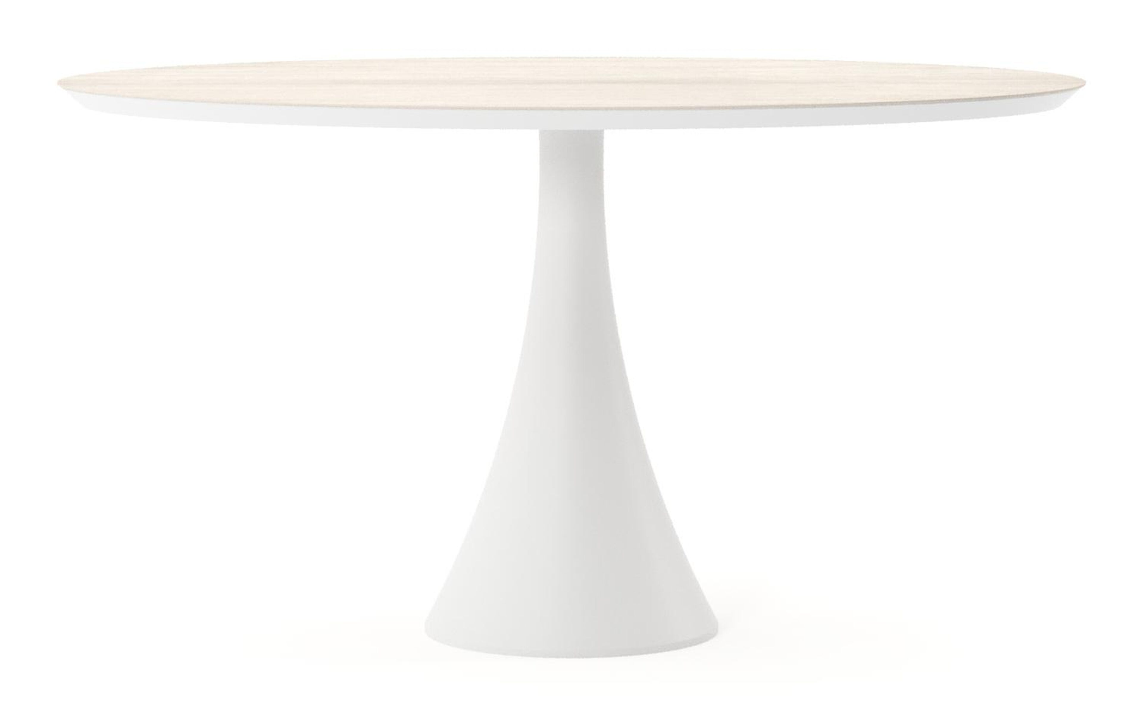 Table de jardin Fano oval en aluminium blanc et céramique pleine Travertino Bianco - Lg. 140 x Lrg. 80 x Haut. 74.5 cm