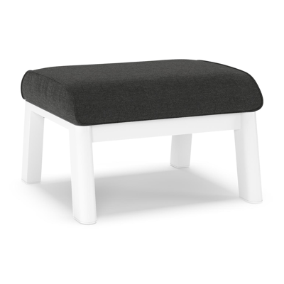 Pouf Cirello en aluminium blanc et coussins en all weather sunbrella® luxe chartres sooty