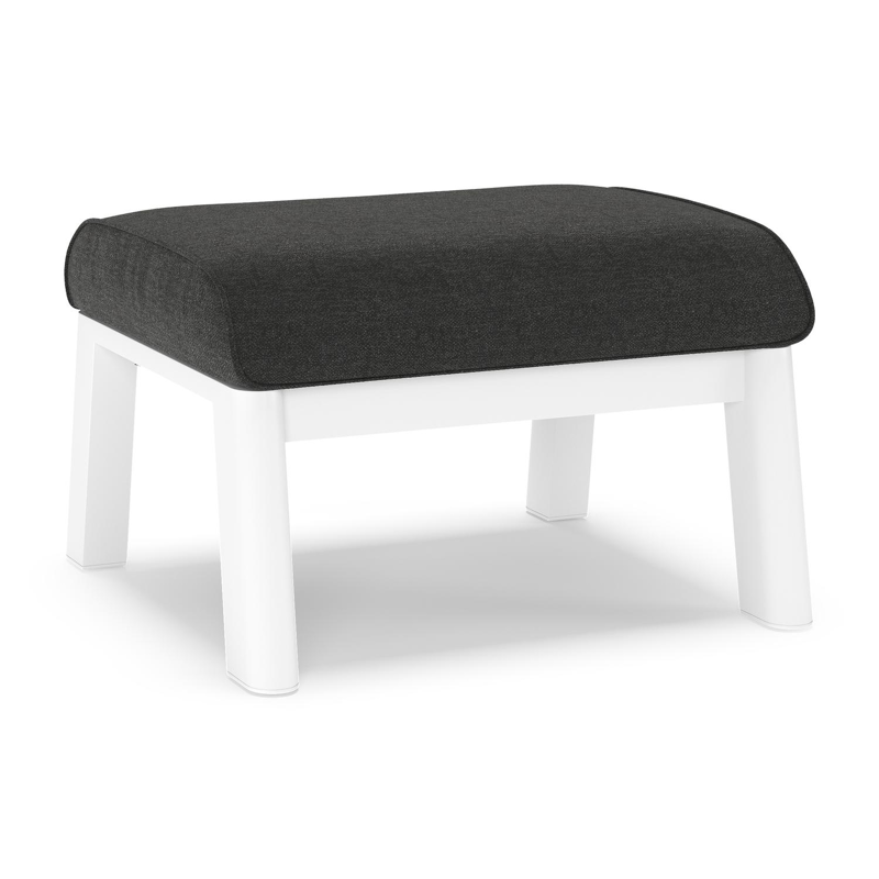 Cirello poef in wit aluminium met chartres sooty all weather sunbrella® luxe kussen