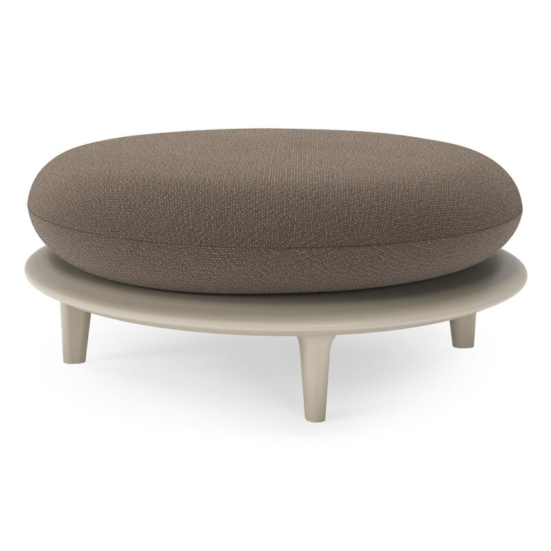 Bomero poef in beige aluminium met lopi coconut all weather sunbrella® luxe kussen