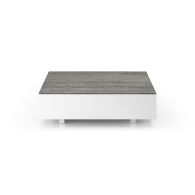 Como loungetafel rechthoekig in wit aluminium en volkeramiek Aspen Grey - L 70 x B 80 x H 20 cm