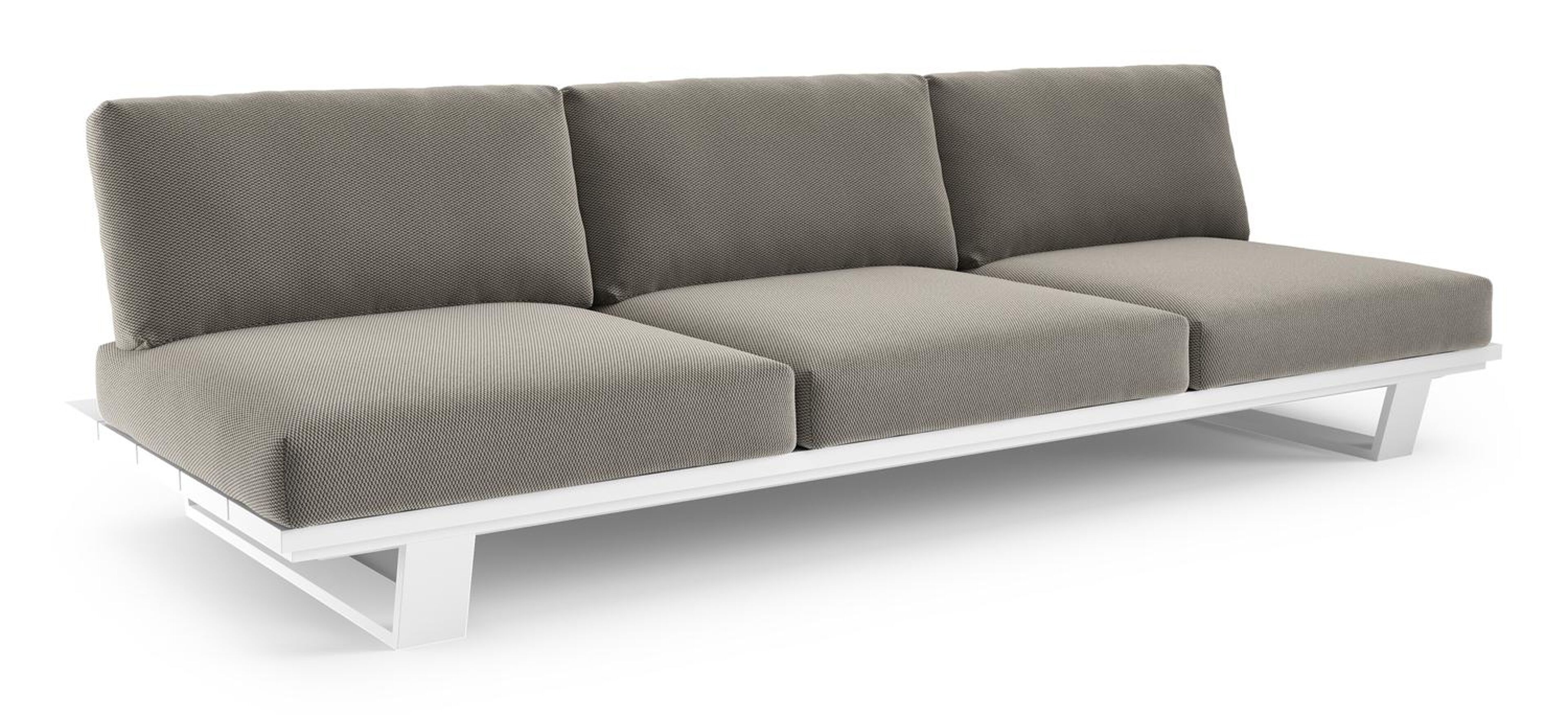 Pagino loungebank in wit aluminium met lopi charcoal all weather sunbrella® luxe kussen