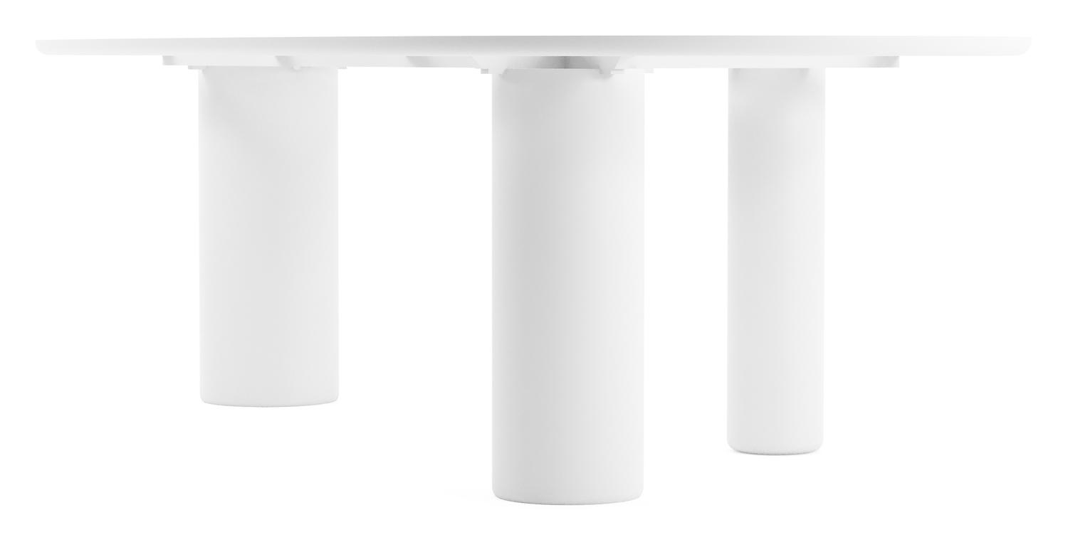Table de jardin Amico mangue en aluminium blanc et céramique pleine Travertino Bianco - Lg. 260 x Lrg. 130 x Haut. 73.5 cm