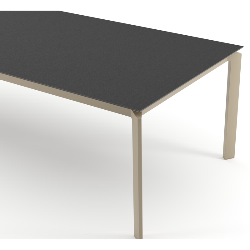 Cirello tuintafel rechthoekig in beige aluminium en volkeramiek Nero Black - L 280 x B 110 x H 74.5 cm