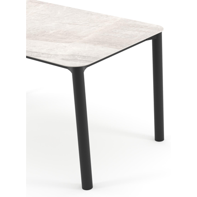 Orso tuintafel rechthoekig afgerond in zwart aluminium en volkeramiek Taj Mahal - L 140 x B 80 x H 74.5 cm