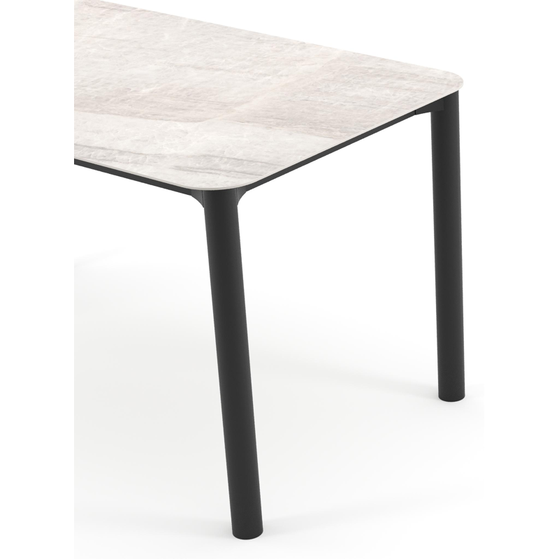 Orso tuintafel rechthoekig afgerond in zwart aluminium en volkeramiek Taj Mahal - L 140 x B 80 x H 74.5 cm