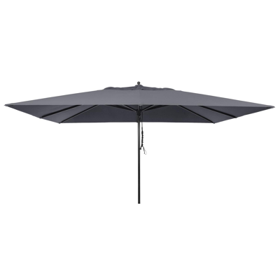 Parasol droit Apiro en aluminium noir avec toile de parasol en polyester gris - Larg 1 400 x Larg 2 300 cm (sans pied de parasol)