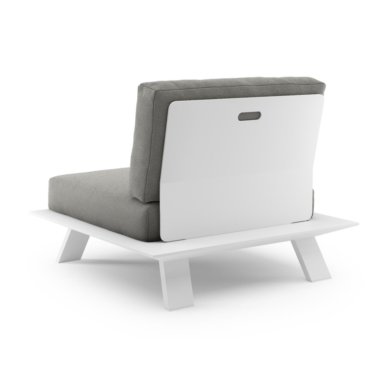 Cesano loungestoel in wit aluminium met savane zinc all weather Sunbrella® luxe kussen