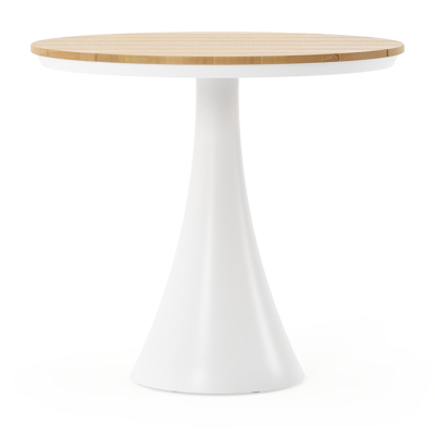 Fano tuintafel in wit aluminium en teak - Dia. 85 x H 75 cm