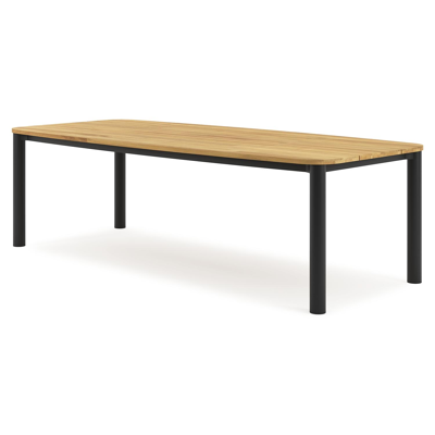 Orso tuintafel bootvorm in zwart aluminium en teak - L 255 x B 115 x H 75 cm