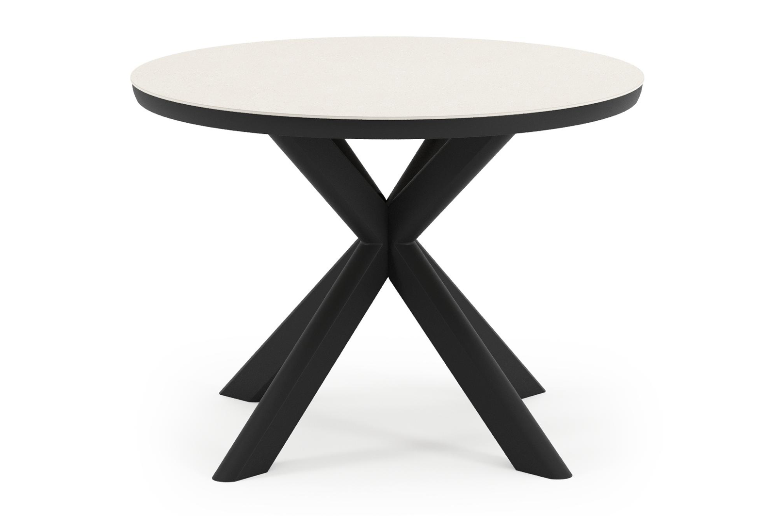 Pamplona tuintafel rond in zwart aluminium en sintered stone Crema minerale - Dia. 105 x H 72 cm
