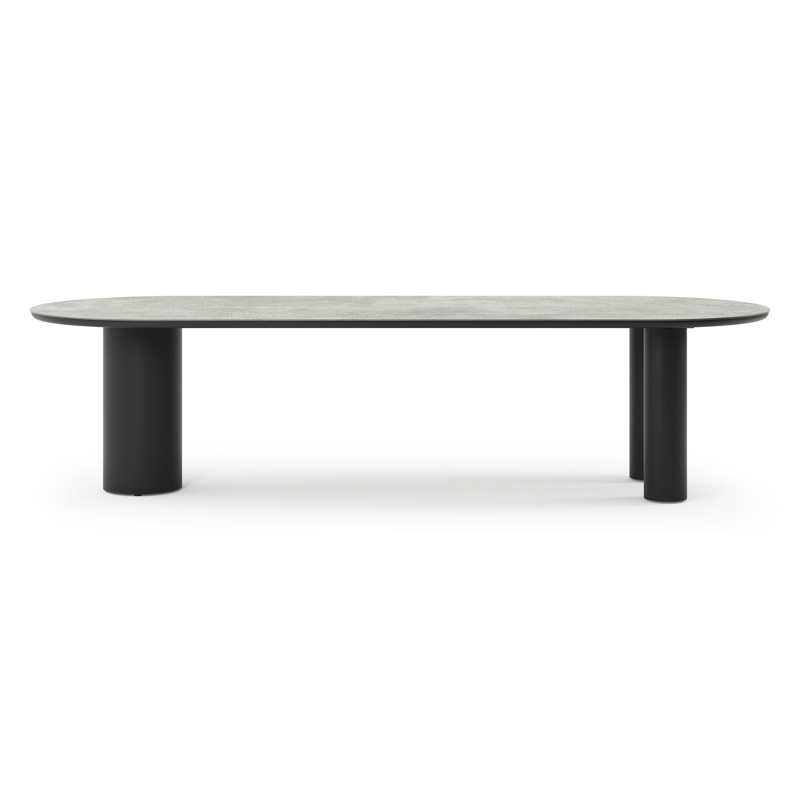 Como tuintafel ovaal in zwart aluminium en volkeramiek New York - L 300 x B 110 x H 74 cm