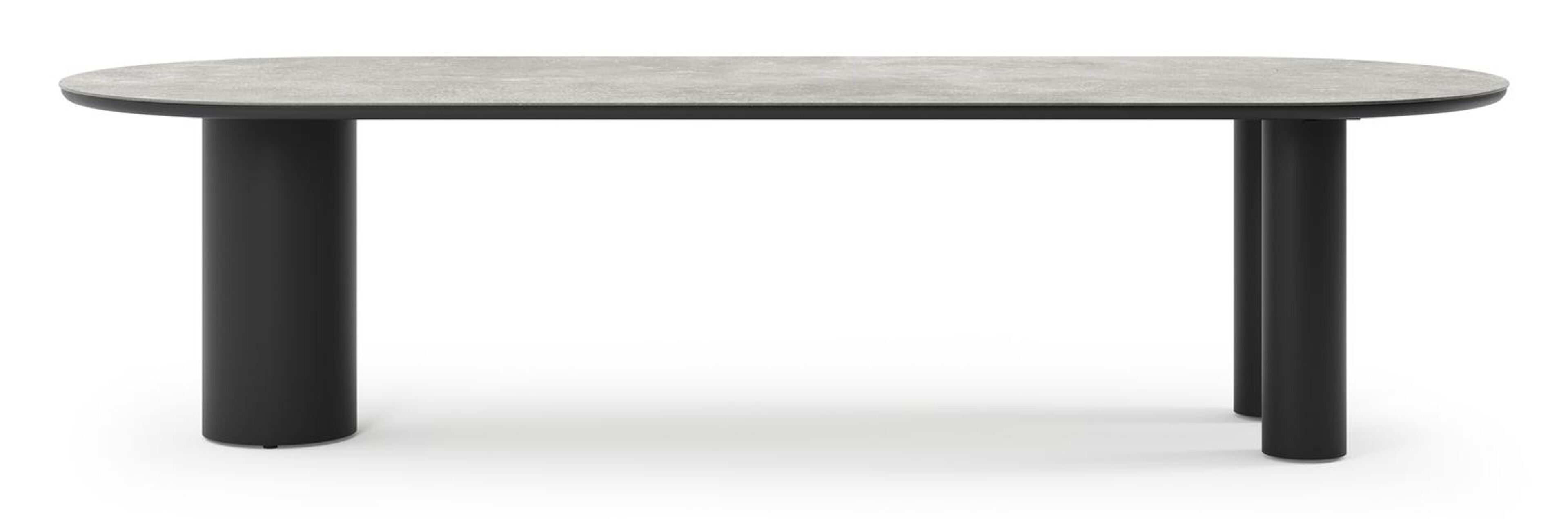 Como tuintafel ovaal in zwart aluminium en volkeramiek New York - L 300 x B 110 x H 74 cm