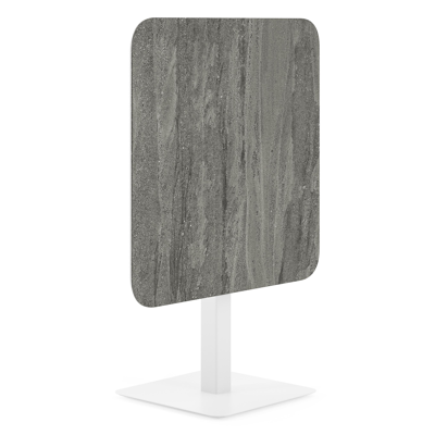Fano kantelbare tuintafel afgerond vierkant in wit aluminium en volkeramiek Aspen Grey - L 80 x B 80 x H 72.5 cm