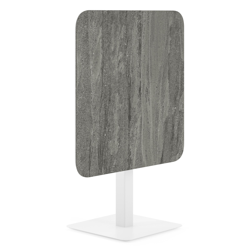 Fano kantelbare tuintafel afgerond vierkant in wit aluminium en volkeramiek Aspen Grey - L 80 x B 80 x H 72.5 cm