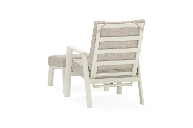 Avila loungestoel 1-zit + poef in beige aluminium met twilight granite weather+ softtouch kussen