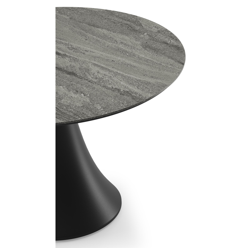 Fano low dining loungetafel in zwart aluminium en volkeramiek aspen grey - Dia. 85 x H 55 cm