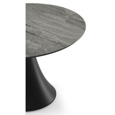 Fano low dining loungetafel in zwart aluminium en volkeramiek aspen grey - Dia. 85 x H 55 cm