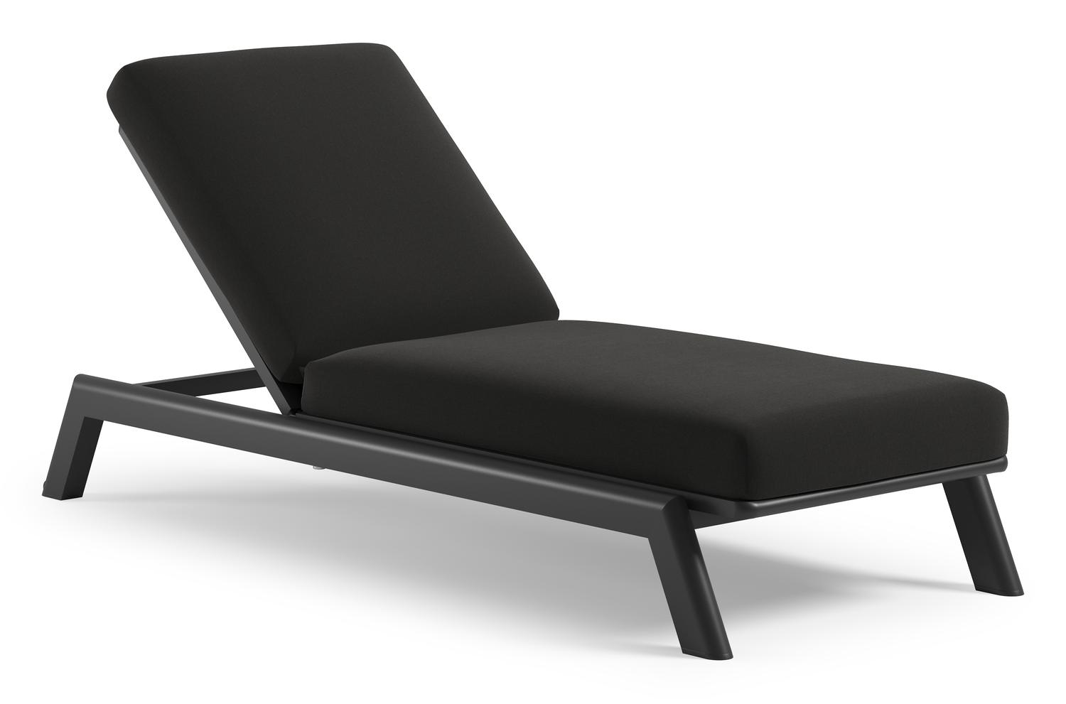 Cirello verstelbaar ligbed met pompsysteem in zwart aluminium met natte sooty all weather Sunbrella® luxe kussen