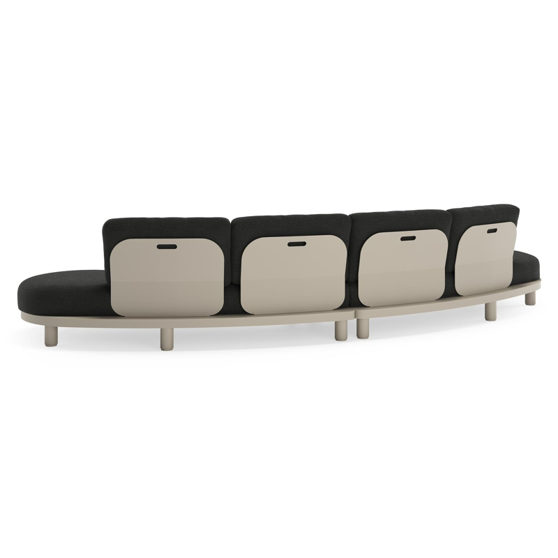 Canapé de jardin Donato en aluminium beige et coussins en all weather sunbrella® luxe Chartres Sooty