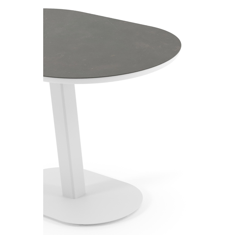 Teramo kantelbare tuintafel bombo in wit aluminium en volkeramiek Calatorao - L 110 x B 70 x H 74 cm
