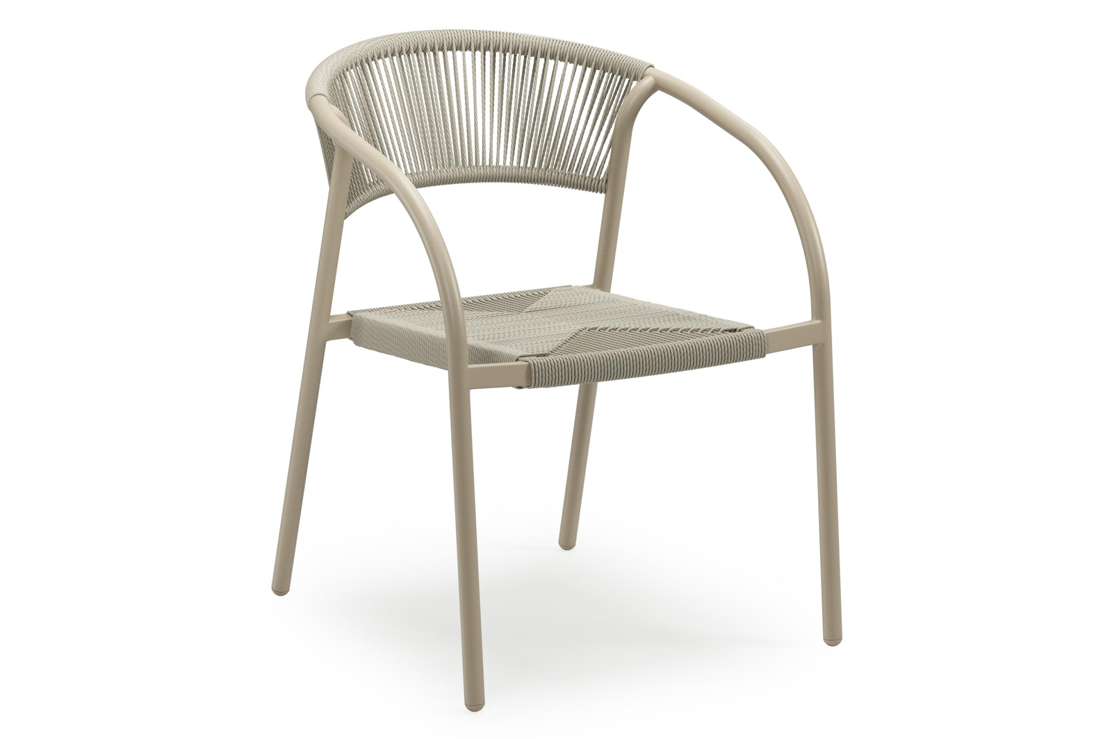 Chaise de jardin Melo empilable en aluminium beige et résine tressée torsadée beige