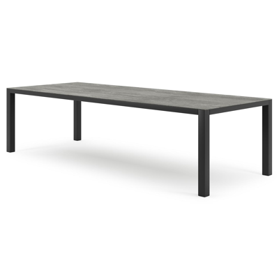 Como tuintafel in zwart aluminium en volkeramiek aspen grey - L 280 x B 110 x H 75 cm