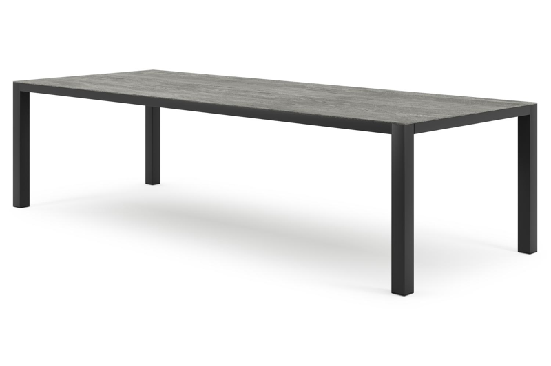 Como tuintafel in zwart aluminium en volkeramiek aspen grey - L 280 x B 110 x H 75 cm