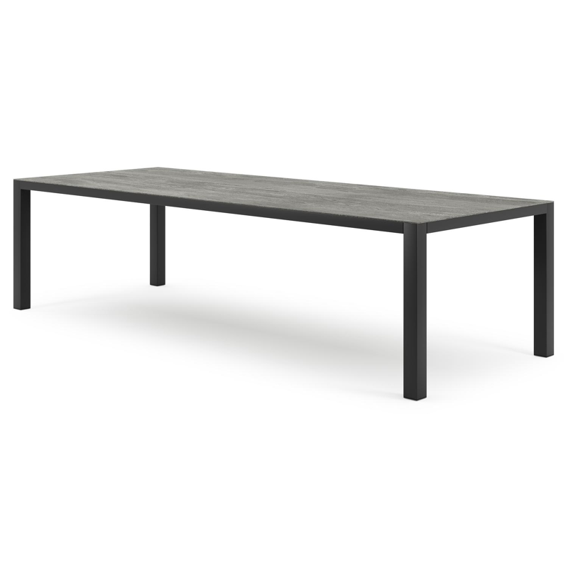 Como tuintafel in zwart aluminium en volkeramiek aspen grey - L 280 x B 110 x H 75 cm
