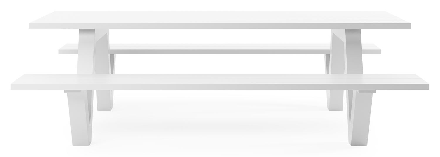 Norma picknicktafel in wit aluminium - L 240 x B 213 x H 74 cm