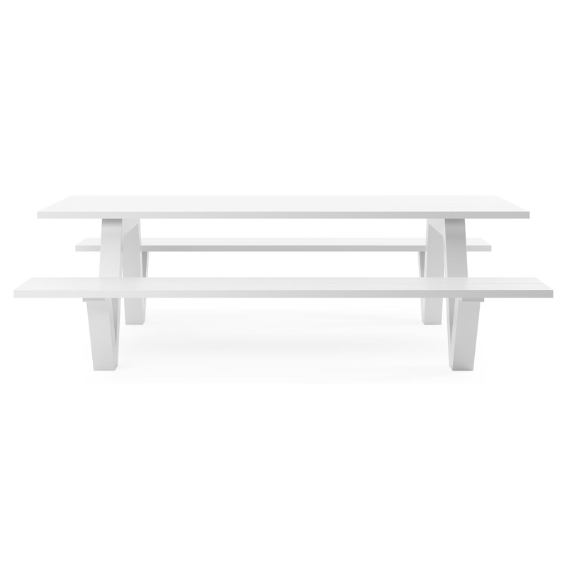 Norma picknicktafel in wit aluminium - L 240 x B 213 x H 74 cm