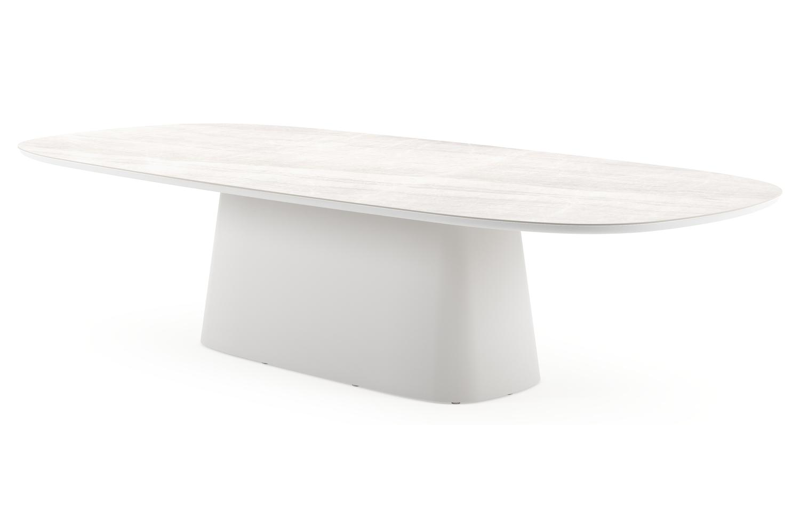 Amico tuintafel bombo xl in wit aluminium en volkeramiek Taj Mahal - L 320 x B 148 x H 73.5 cm