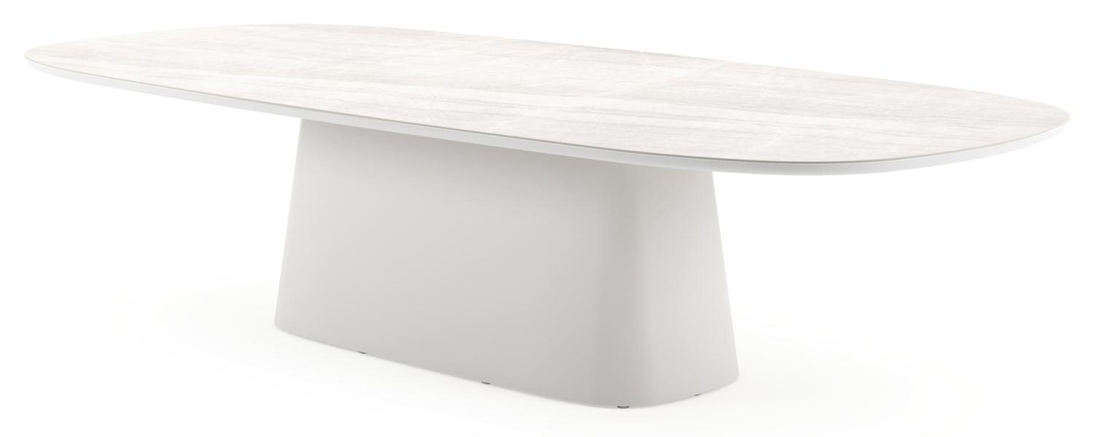 Table de jardin Amico bombo xl en aluminium blanc et céramique pleine Taj Mahal - Lg. 320 x Lrg. 148 x Haut. 73.5 cm
