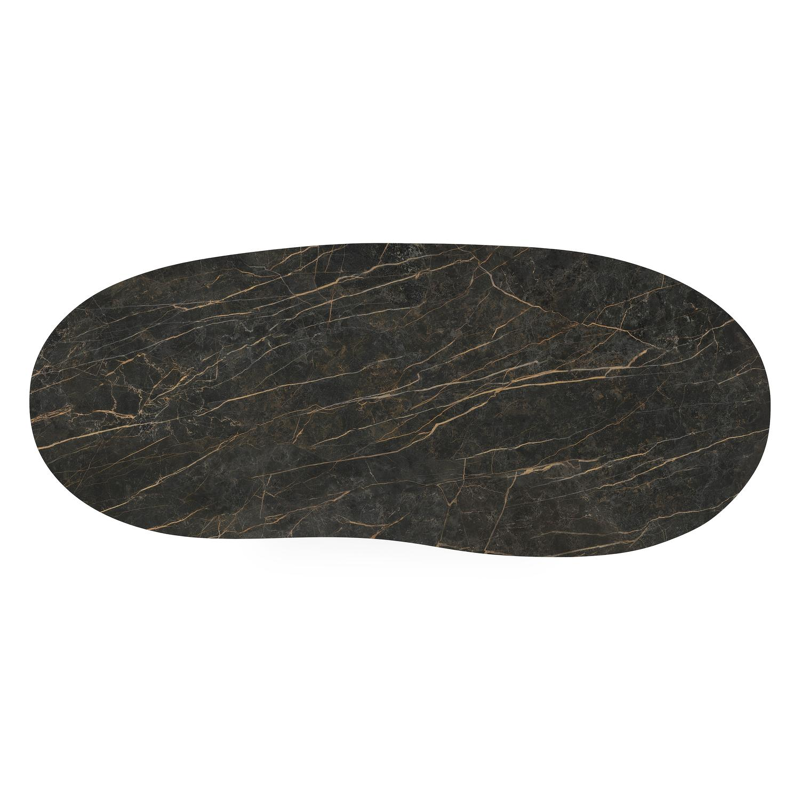 Table de jardin Organo organique en aluminium blanc et céramique pleine Black Obsession - Lg. 280 x Lrg. 120 x Haut. 74 cm