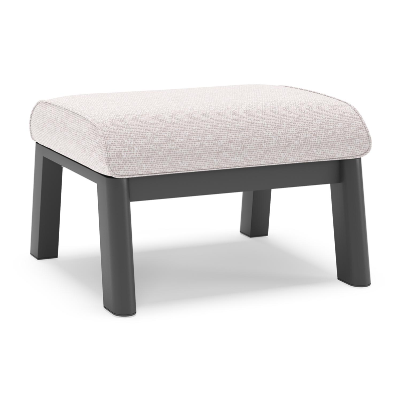 Cirello poef in zwart aluminium met wander gobi all weather sunbrella® luxe kussen