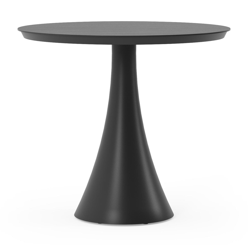 Fano tuintafel in zwart aluminium en volkeramiek basalt black - Dia. 85 x H 75 cm