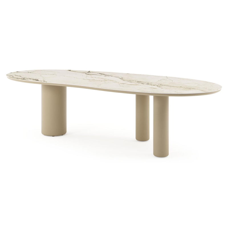 Amico tuintafel organisch in beige aluminium en volkeramiek Colorado Dunes - L 280 x B 120 x H 73.5 cm