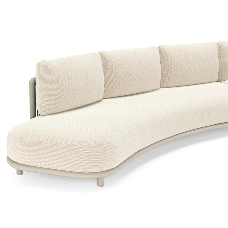 Lomano loungehoek in beige aluminium en beige verticaal geweven luxe vlakke rope met Althea Off White all weather cosytica