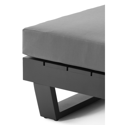 Modica lounge poef in zwart aluminium met grijs textilene kussen